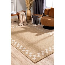 Koza Home Fibra Natural Krem Halı Kilim Yolluk Antre Salon Oturma ve Yatak Odası Balkon Koridor Halısı A0705A, 50 x 80