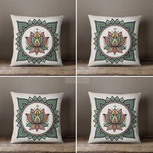 Lia Store Mandala Desenli Çift Taraflı Dekoratif 4'lü Kombin Kırlent Kılıfı Seti