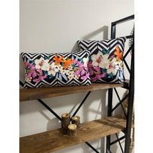 Lia Store Çiçek Desenli Çift Taraflı Dekoratif 2'li Kırlent Kılıfı Seti