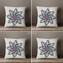 Lia Store Mandala Desenli Çift Taraflı Dekoratif 4'lü Kombin Kırlent Kılıfı Seti