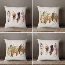 Lia Store Tüy Desenli Çift Taraflı Dekoratif 4'lü Kombin Kırlent Kılıfı Seti