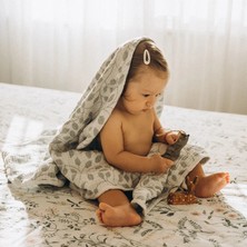 Caline Baby 4 Katlı Premium %100 Pamuk Jakarlı Müslin Battaniye| 110x110 cm | Mint Zeytindalı Desenli
