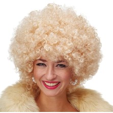 Mey İthalat Mey Ithalat® Altın Renk Kıvırcık Afro Bonus Peruk Saç Parti Peruğu Platin Gold