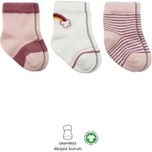 Butik Mey Ithalat®   3'lü Penye Rainbow Soket Çorap BS10113 Pudra