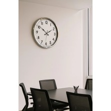 Mey İthalat Mey Ithalat® Sade ve Şık Krom 52 cm Metal Dekoratif Duvar Saati