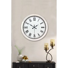 Mey İthalat Mey Ithalat® 36 cm Beyaz Metal Roma Rakamlı Duvar Saati