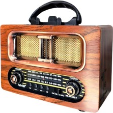 Norino Buffer® Büyük Boy Retro, Nostaljik, Ahşap Tasarım Bluetooth Hoparlörlü, Şarjlı, Taşınabilir Fm/am Destekli Radyo NS-6635