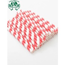 Zorlu Ekolojik Ürünler Yılbaşı  Kırmızı Beyaz Çizgili Kağıt Pipet  6X200 mm 100 Adet Yılbaşı Concept Party Concept