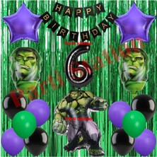 Parti Station Avengers Hulk 6 Yaş Perdeli Balon Set Hulk Konsept Perdeli Doğum Günü Parti Balon Set