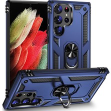 ZM Store Galaxy S23 Ultra Uyumlu Kılıf Vega Tank Yüzüklü Standlı Kapak