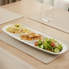 Külsan 120.PW - Tabldot 2'li Beyaz 3 Bölmeli Tavuk Tabak Seti 48X14,8 Cm, Thermoset Melamin