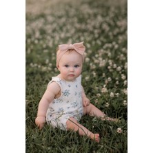 Antebies Bambu Sustainable Minik Çiçekler Desenli Omuzda Çıtçıtlı Kolsuz Şortlu Balon Kız Bebek Tulum