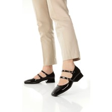 Manzo 24560 Hakiki Deri Tokalı Kare Burun Topuklu Ayakkabı