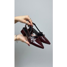 Kadın Beatris Çift Bantlı Sivri Burun Kısa Topuk Günlük Babet Klasik Ayakkabı