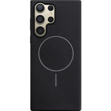 Vissona Samsung Galaxy S22 Ultra Uyumlu Içi Kadife Magsafe Wireless Şarj Özellikli Siyah Renkli Telefon Kılıfı