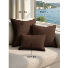 Demor Home Keten Dokulu Kahverengi Kırlent Yastık Kılıfı
