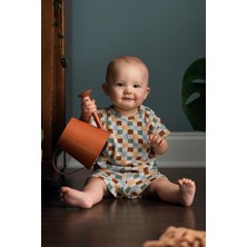 Antebies Organik Gots Sertifikalı Pastel Damalar Beli Lastikli Bağcıklı Kısa Kollu Erkek Bebek Tshirt Şort Takımı
