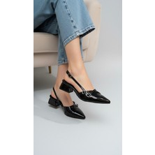 Kadın Beatris Çift Bantlı Sivri Burun Kısa Topuk Günlük Babet Klasik Ayakkabı