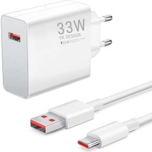 Mey İthalat Mey Ithalat®  33W Hızlı Şarj Adaptörü – Type-C Kablolu, USB Çıkışlı, Akıllı Şarj Destekli Duvar Tipi Şarj Cihazı