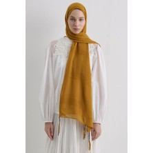 Fenza Scarf Brıce Hardal Uzun Saçak Püsküllü Pamuklu Şal