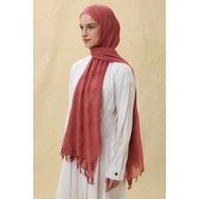 Fenza Scarf Lilyum Şeftali Saçak Püsküllü Pamuklu Şal