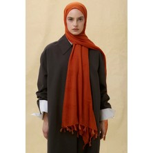 Fenza Scarf Lilyum Turuncu Saçak Püsküllü Pamuklu Şal