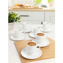 Şura Mutfak 6 Kişilik Serenat Ayaklı Fincan Takımı Beyaz 12 Parça