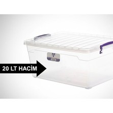 Kızılelmada 20 Lt Şeffaf Plastik Saklama Kutusu Kapaklı