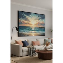 Safir Design Sahil Esintisi Deniz Kıyısı ve Deniz Feneri Temalı Çerçeveli Tablo