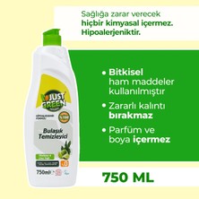 Just Green Organic Bitkisel Elde Bulaşık Deterjanı Okaliptüs Ve Lime Yağlı, %100 Doğal,bitkisel Ve Ferah Temizlik 750ml
