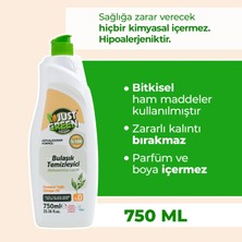 Just Green Organic Bitkisel Elde Bulaşık Deterjanı Portakal Yağlı - %100 Doğal Ve Ferah Temizlik (750 ML) Yerli Üretim