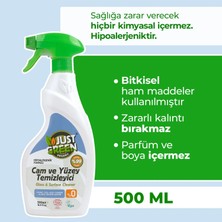 Just Green Organic Bitkisel Cam Ve Yüzey Temizleyici, %100 Bitkisel - Doğal Ve Etkili Temizlik (500 ML) - Yerli Üretim