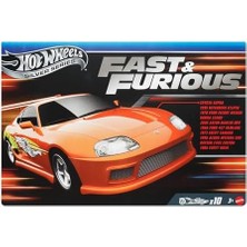 Oyuncak Araba, & Furious Temalı 10'lu Paket, 1:64 Ölçekli, Özel Süslemelere Sahip, & Furious Filmlerindeki Arabalardan Ilham Alan Metal Araçlar, JCT92