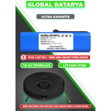 Global Batarya Vestel V-Bot Pro S Uyumlu Robot Süpürge Bataryası 14.4V 7000MAH Pil (Yüksek Kapasite)
