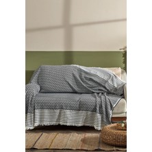 Fushia Trio Natural Keten Koltuk Örtüsü | Koltuk Şalı Antrasit