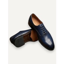 HERMOSE Imperium | Gece Mavisi Brogue Oxford Hakiki Deri Ayakkabı