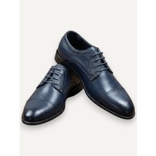HERMOSE Novus | Dokulu Lacivert Derby Hakiki Deri Ayakkabı