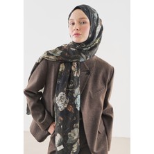 Fresh Rosıne Desenli Pamuk Viskon Şal Derin Yeşil