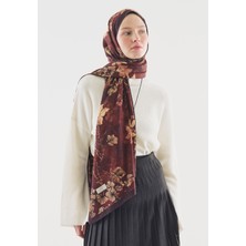Fresh Fall Breeze Desenli Pamuk Viskon Şal Bordo