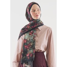 Fresh Evelyne Desenli Pamuk Viskon Şal Koyu Yeşil