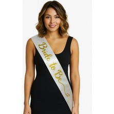 Shopwave Beyaz Saten Üzerine El Yazısı Italik Altın Bride To Be Kuşağı 10 cm Genişlik (5047)