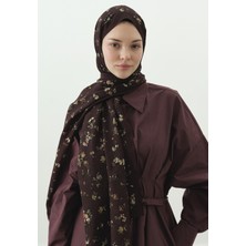 Fresh Tıny Blooms Desenli Pamuk Viskon Şal Bordo