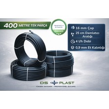 Dsplast - 16 mm 25 cm Delikli Damla Sulama Borusu 400 Metre – 2/4/8 L/h – 0,9 mm