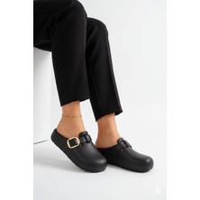 Kaof Shoes Kadın Siyah Anatomik Taban Terlik Önü Kapalı Yumuşak Günlük Terlik Sabo Terlik