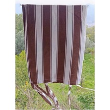 Shy Tekstil Lüks 1.sınıf Su Geçirmez Kahverengi Beyaz Balkon Perdesi Üst Kornişli Yan ve Alt Bağcıklı
