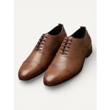 HERMOSE Icon | Taba Rengi Cap-Toe Oxford Hakiki Deri Ayakkabı