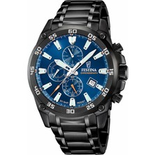 Festina F20735/1 Timeless Chronograph Quartz Çelik Siyah Mavi Kadran 20 Atm 47 mm Erkek Kol Saati