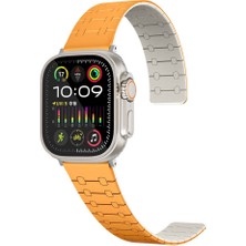 Maks Technology Apple Watch 7 45MM Mkst KRD-111 Çizgili Desenli Silikon Kordon-Turuncu