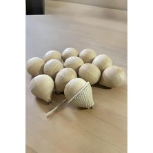 Güzelyüz Avm 12 Adet Ahşap Topaç Sade Boyasız Etkinlik Topacı Boyama Etkinliği Için Nostaljik Oyuncak Ip Dahil