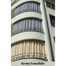 Shy Tekstil Lüks 1.sınıf Elegance Gri Balkon Perdesi Üst Kornişli Yan ve Alt Bağcıklı